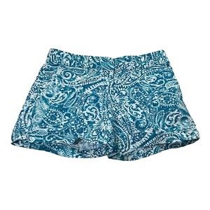 Ann Taylor Loft Original Summer Shorts Green Paisley SZ 2 Cotton 3.5" Inseam EUC